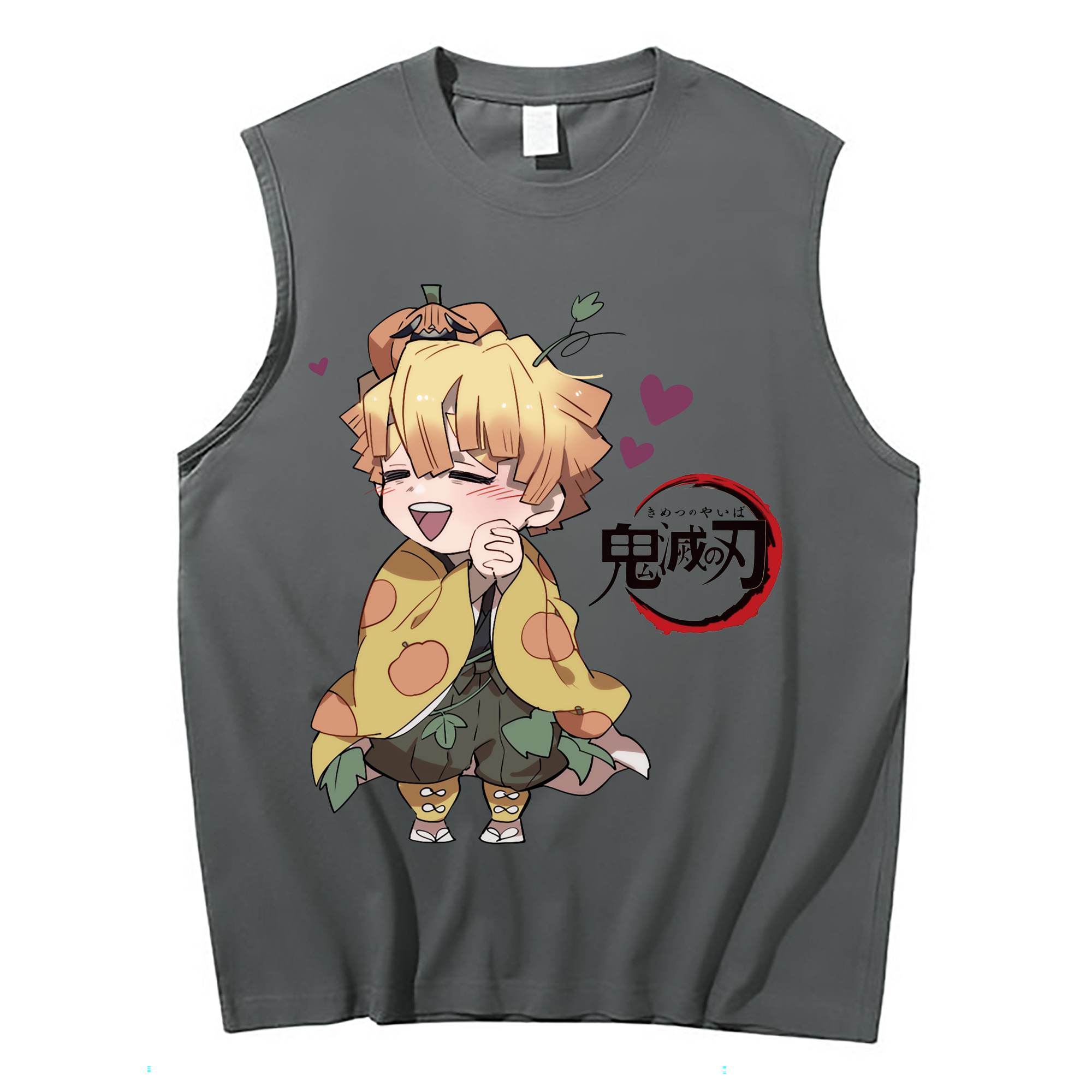 （画像用） 鬼滅の刃（きめつのやいば）我妻 善逸／あがつま ぜんいつ Agatsuma Zenitsu コットン100％タンクトップ（フロントプリント）